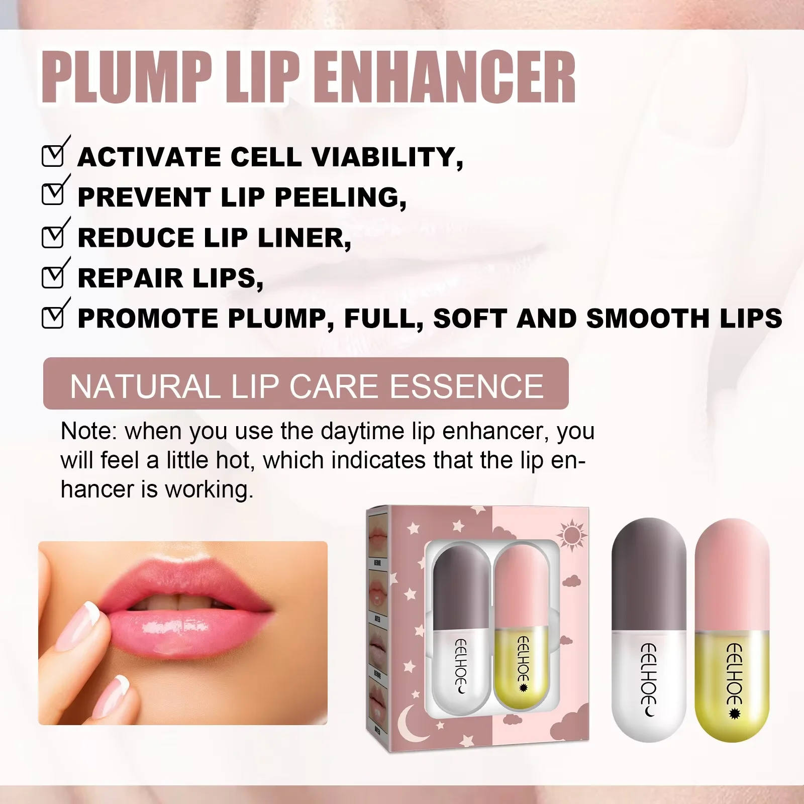 EELHOE Lippenbalsam, feuchtigkeitsspendend, Anti-Risse-Lippen, feuchtigkeitsspendend, langlebig, Anti-Trocknung, Reparatur von Lippenlinien, erhöht die Elastizität, Lippenstift