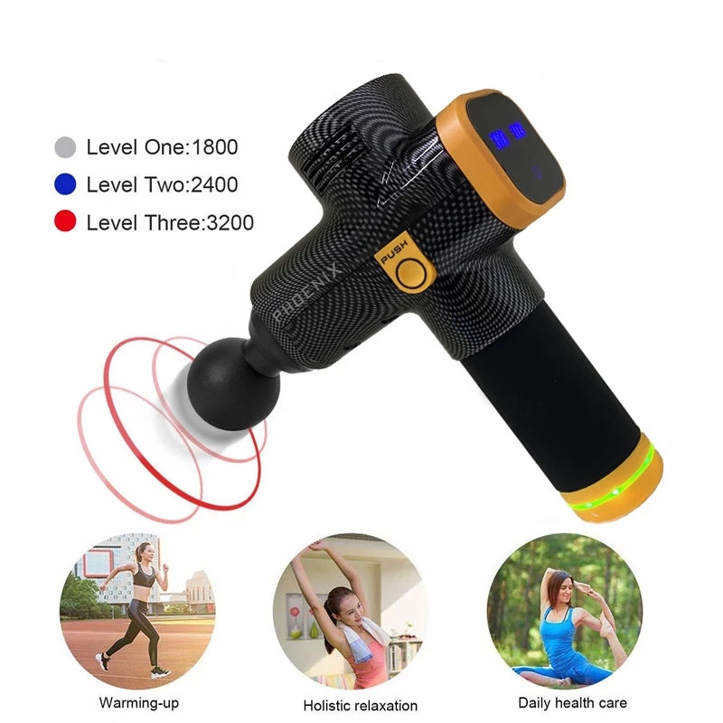 Phoenix a2 pistola de massagem relaxamento muscular massageador de tecidos profundos terapia dinâmica vibrador moldar alívio da dor massageador de pés traseiros