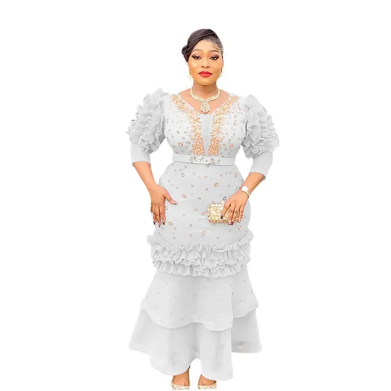 แอฟริกันชุดราตรีสําหรับผู้หญิงฤดูใบไม้ร่วง Elegant แอฟริกาเสื้อผ้า PLUS ขนาดงานแต่งงานชุดยาว Dashiki อังการาชุด Robe