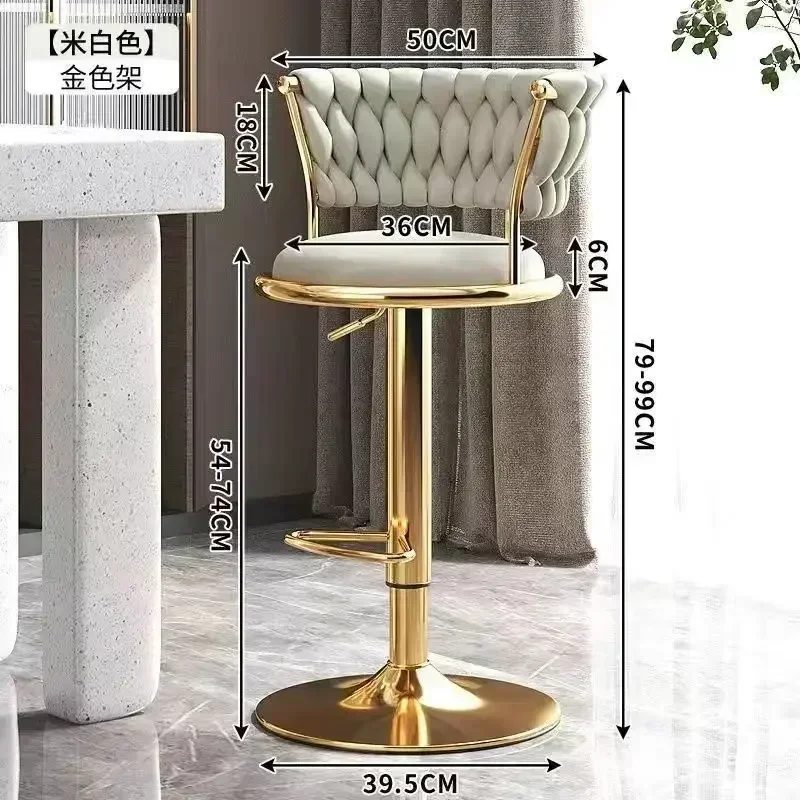 Silla de Bar para el hogar con elevación y rotación, taburete de bar de barbería, silla ajustable en altura, taburete de Bar de lujo, bancos altos para desayuno, muebles
