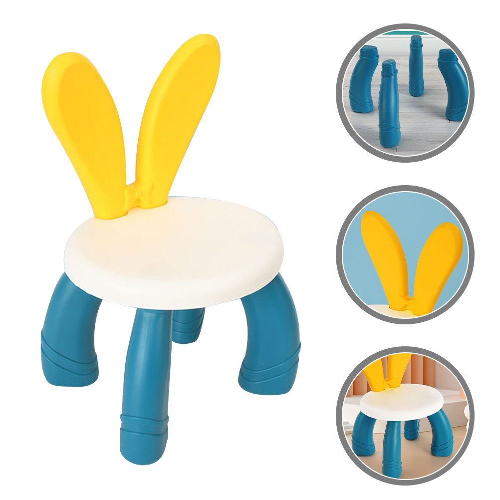  Rabbit Ears Bench Kids Footstool Children's Dresser Kindergarten Chairs for Table Plastic