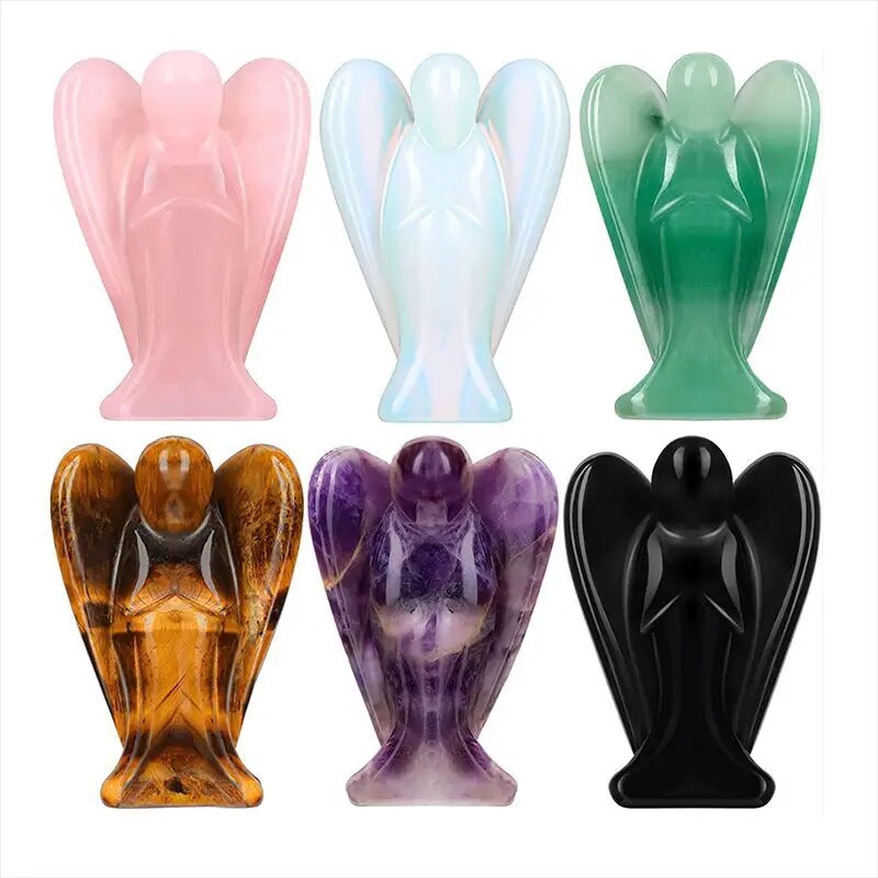 1in mini escultura em cristal anjo cristal presente decoração de casa espécime mineral, pedra nua, pedra de cura