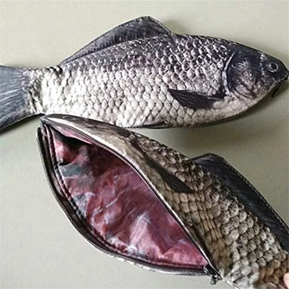 Astuccio per matite a forma di pesce Novità Astuccio per penne per pesci Portamonete per pesci Astuccio per matite divertente Regali per forniture per ufficio