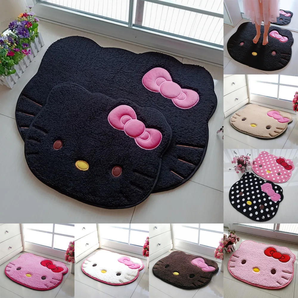 Alfombra de dibujos animados Kawaii de Hello Kitty de 50x60cm, alfombra de felpa de gato Kt de Anime, alfombra antideslizante para baño, cojín para coche, decoración suave para sala de estar