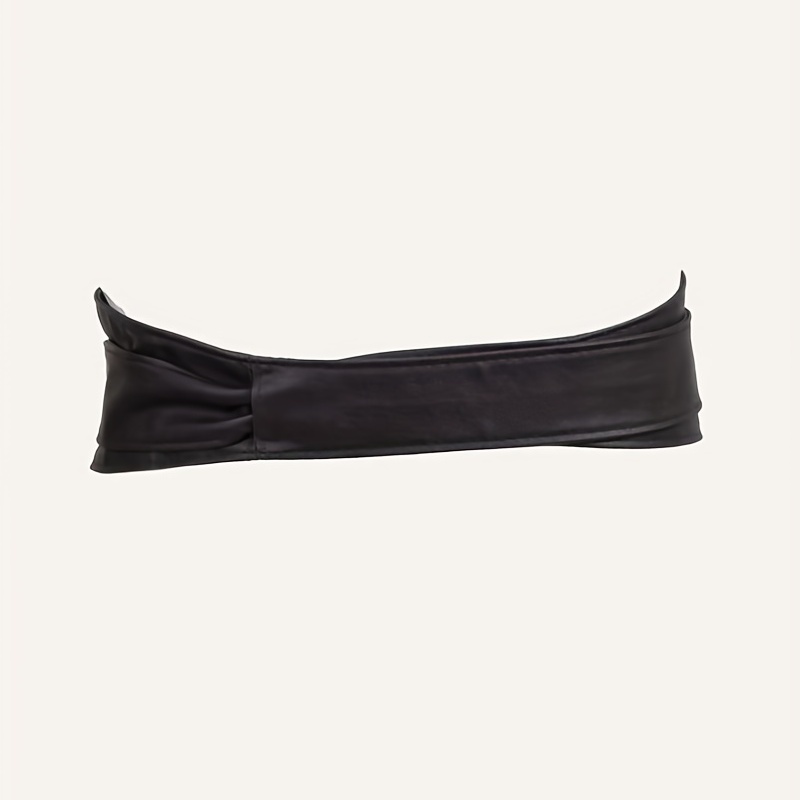 Ceinture large en PU de couleur unie, classique, avec nœud papillon, ceinture décorative élégante pour femmes