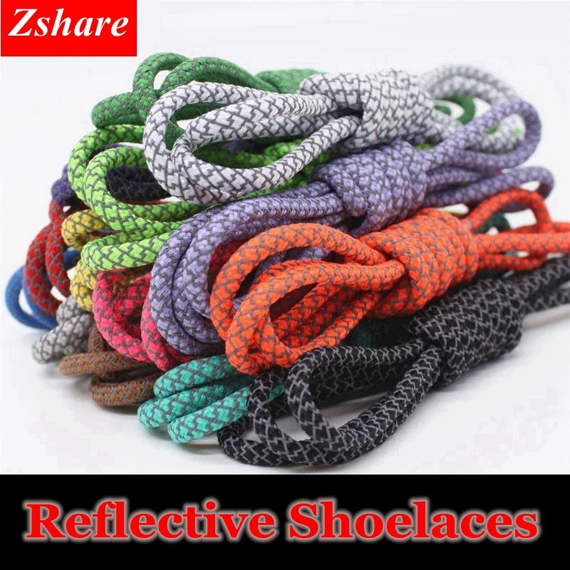 1 par 19 colores 3M cordones reflectantes zapatillas redondas cordones de zapatos niños adultos cordones para deportes al aire libre longitud 100 120 140 160CM