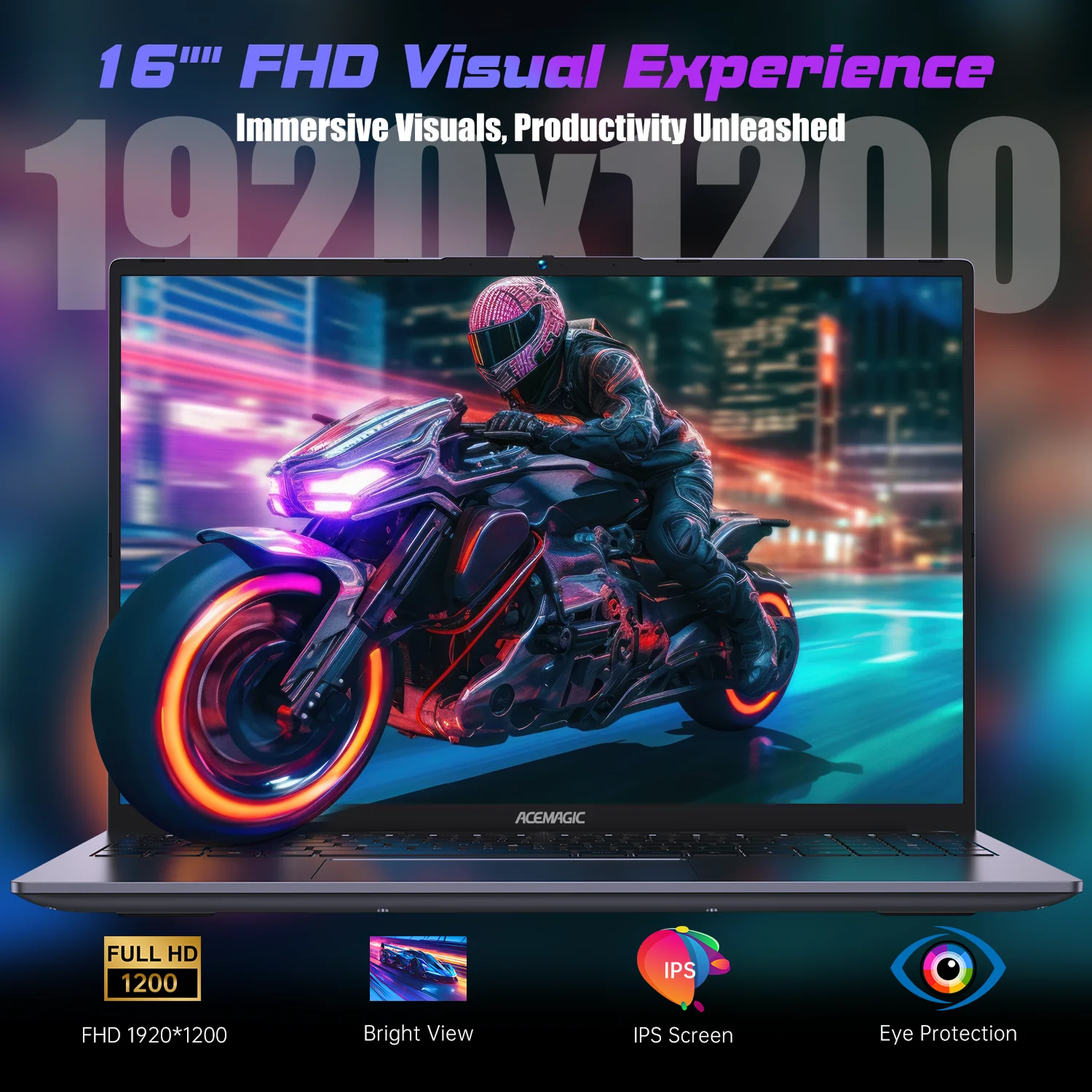 ACEMAGIC Laptop portátil para juegos FHD de 16 pulgadas AMD Ryzen 7 7735HS 16GB RAM 512GB SSD Windows 11 Pro Notebook retroiluminado KB Wifi6 BT5.2