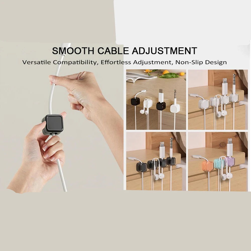 Transparent multi-color data cable fixed hook adhesive magnetic cable organizer