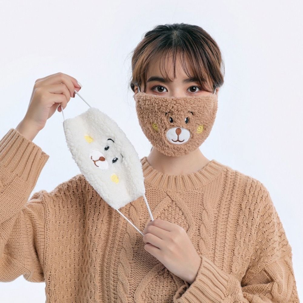 ใหม่ฤดูใบไม้ร่วงฤดูหนาวหมีน้อยหน้ากากกลางแจ้งเย็นเย็บปักถักร้อย Face Mask หูแขวนสไตล์ Keep WARM Windproof Mask