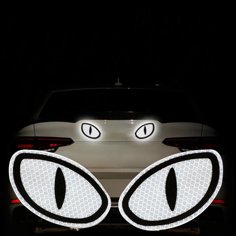 Car Reflective Safety Warning Tape, Cat Eyes Pattern, Decalques de segurança de condução noturna, Auto Truck, Motocicleta Reflector Sticker, 2pcs