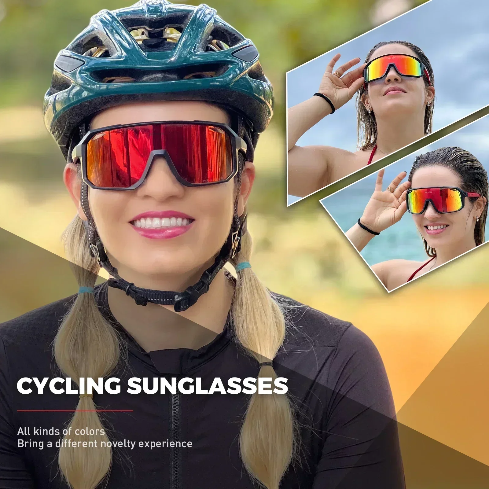 SCVCN 새로운 스포츠 남자 UV400 사이클링 안경 자전거 선글라스 야외 안경 MTB 자전거 여성 승마 하이킹 고글
