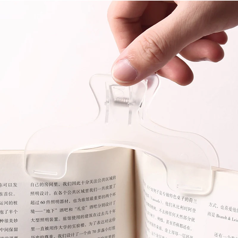 Clip de plástico acrílico transparente para libros, ayuda de lectura sencilla, soporte fijo para libros, práctico soporte para notas con diseño de nicho