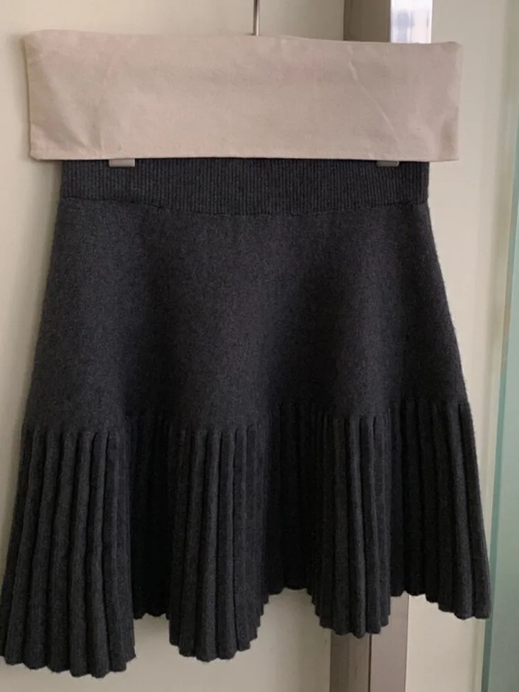 falda pada de punto con cintura elástica para mujer, falda corta informal versátil de corte a, color is, estilo coreano