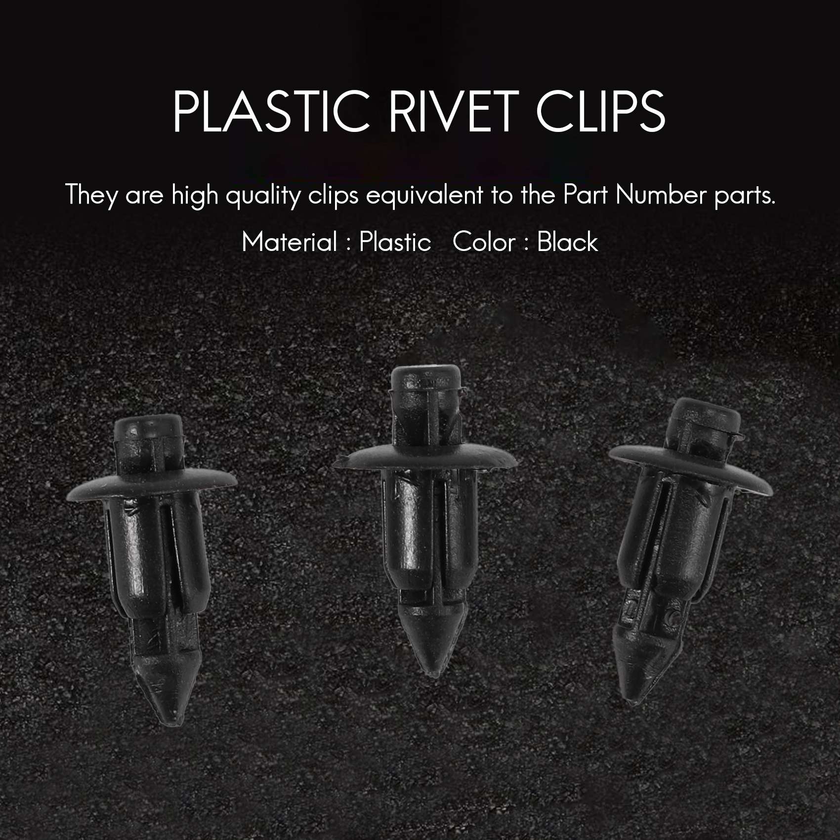 プラスチック製自転車フェアリング,トリムパネル,ブラッククリップ,6mm,ホンダ,ヤマハ,50個