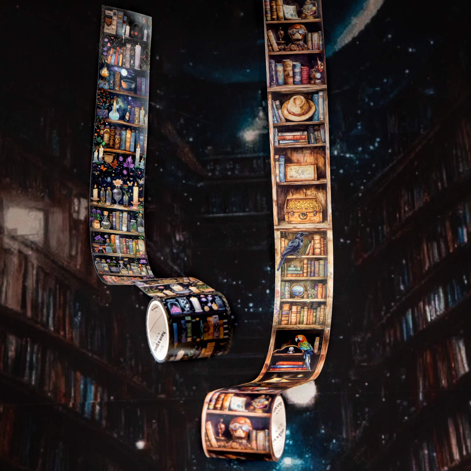 2m/Roll Magic Bookcase PET Tapes Scrapbook Handbook Tape Material Background Decorative Collage Adhesives Aesthetic Stationery