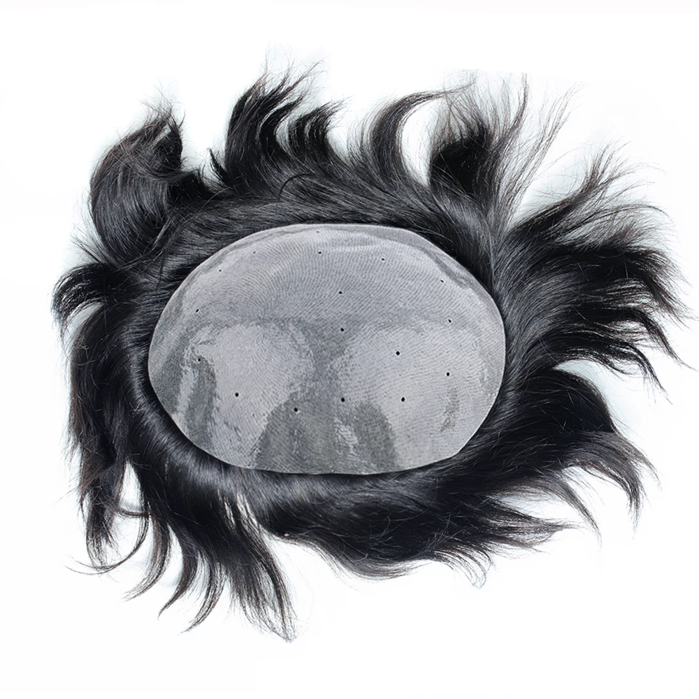 Postiços biológicos completos para couro cabeludo, base de pele respirável, peruca masculina, cabelo 100% humano, 6 polegadas, prótese capilar de onda reta