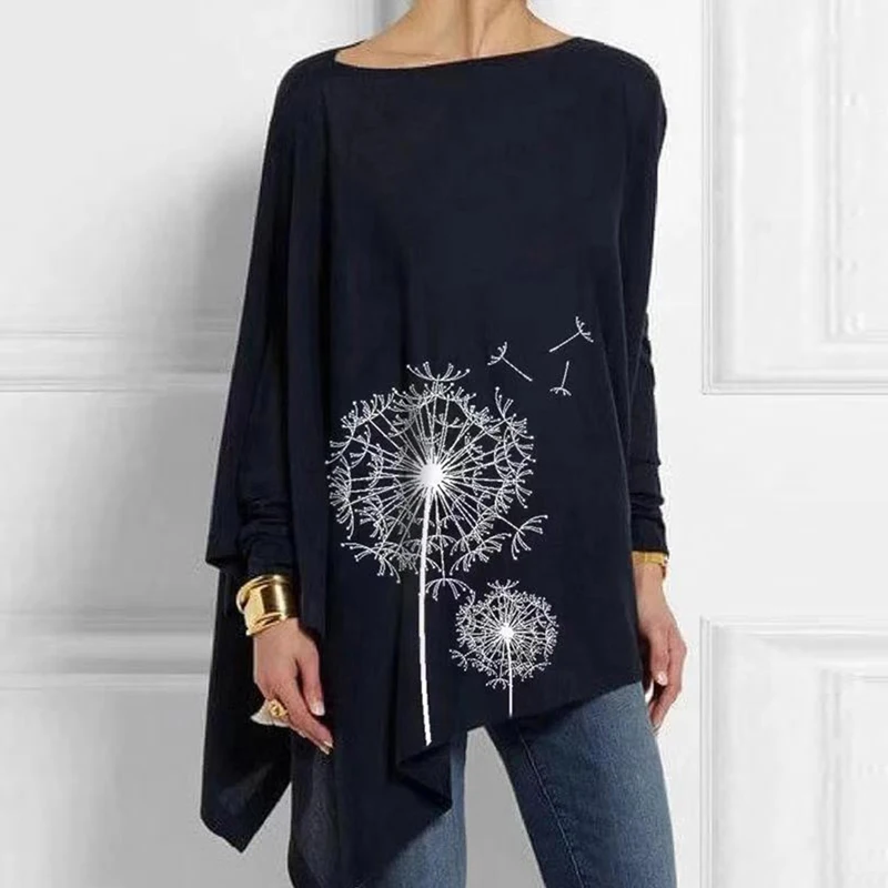 ผ้าฝ้ายไม่สม่ําเสมอผู้หญิงเสื้อ 2022 ฤดูใบไม้ร่วงหญิงเสื้อลําลองOคอยาวแขนเสื้อสุภาพสตรีเสื้อBlusas
