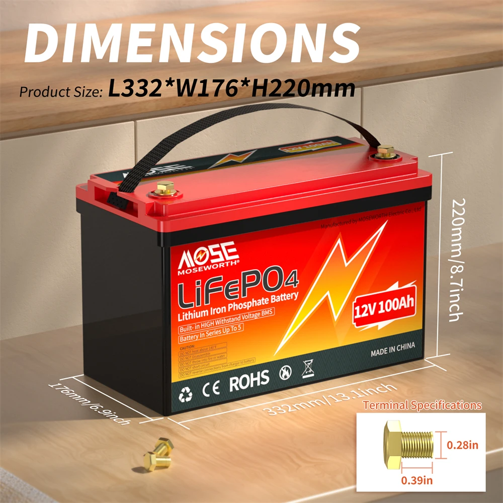 EU/US Voorraad LiFePO4 batterij 12V 100Ah Met 100A BMS 8000 + Diepe Cycli Bateria Voor RV Camper Thuis Energie Lithium Power Batterijen
