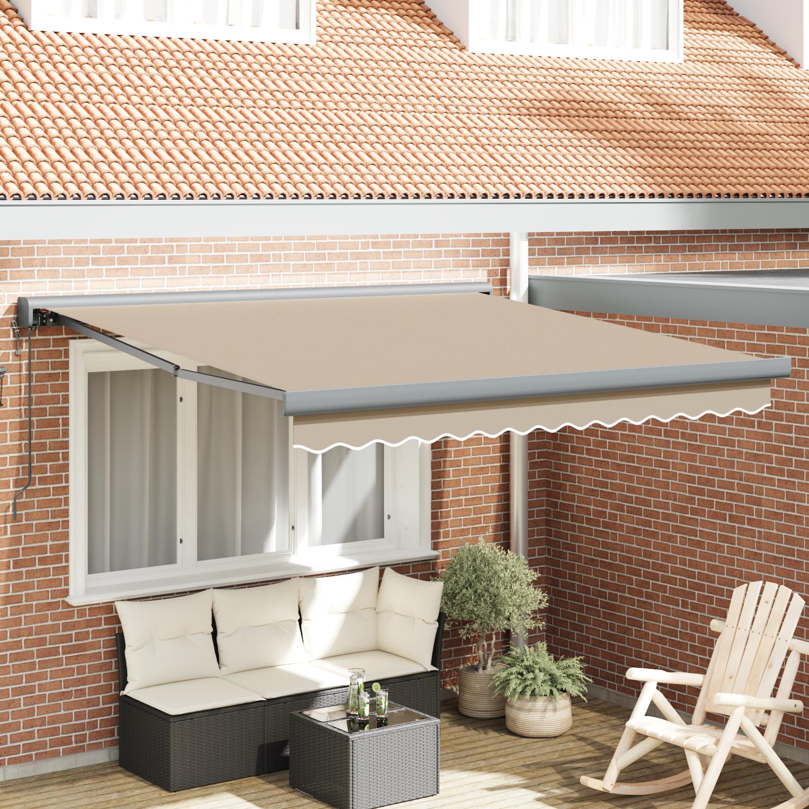 Automatic Retractable Awning Beige Outdoor Canopy 350x250 cm Sunshade Garden Patio Cover