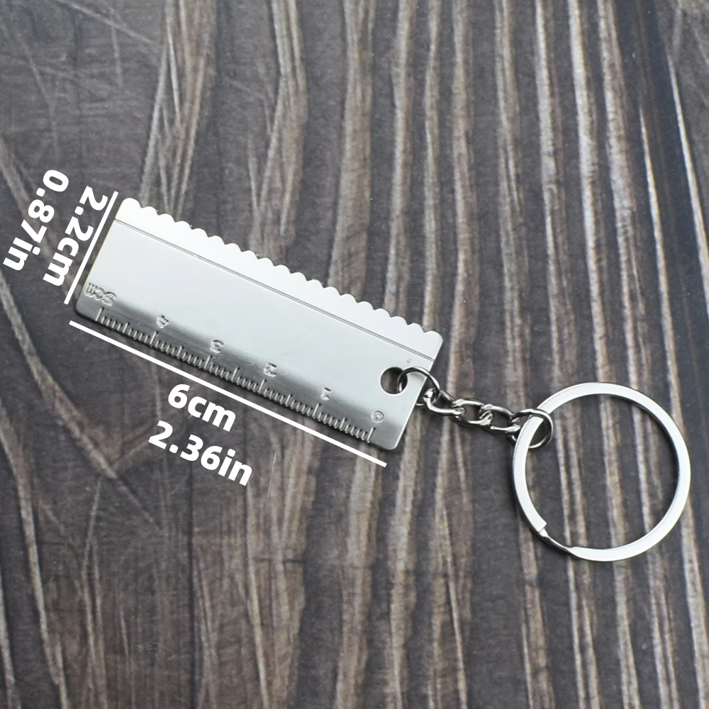 1pc Portable Mini Metal Ruler 5cm Scale with Key Pendant Measuring Tools