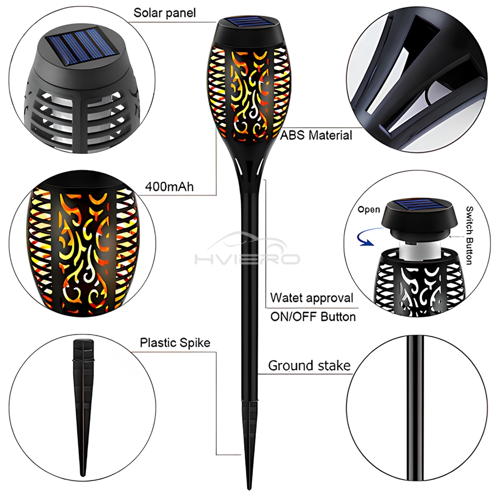 1/2/4/8Pcs Solar Flame Lights 12LED Bulbs Flickering Waterproof Garden Decoration Outdoor Lawn Path Yard Patio Night Floor Lamps