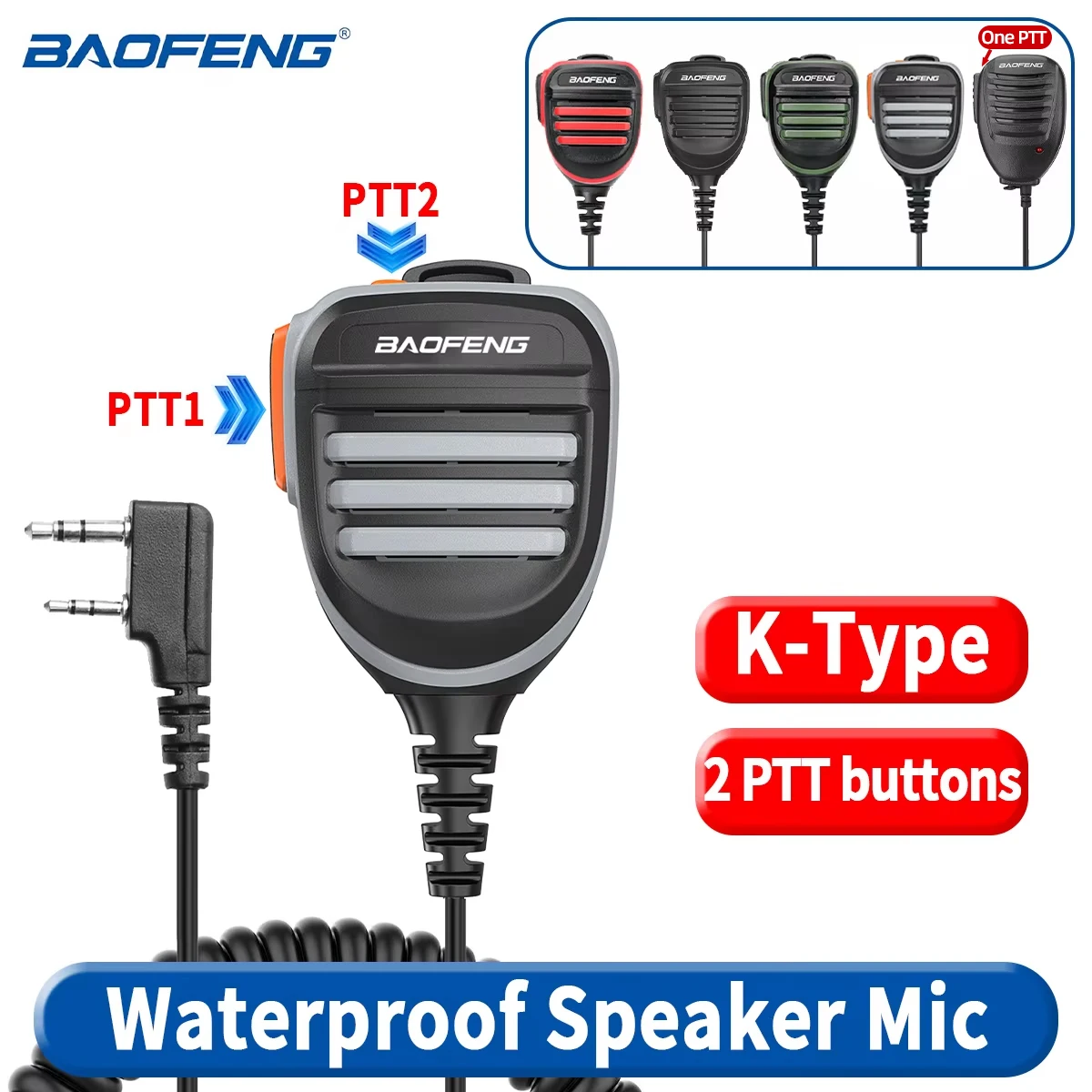BaoFeng Walkie Talkie BF-780 Microfono altoparlante a 2 pin per Quansheng UV-K5 K6 Baofeng UV-5R BF-888S UV-5RH 21 17 PRO HAM Radio