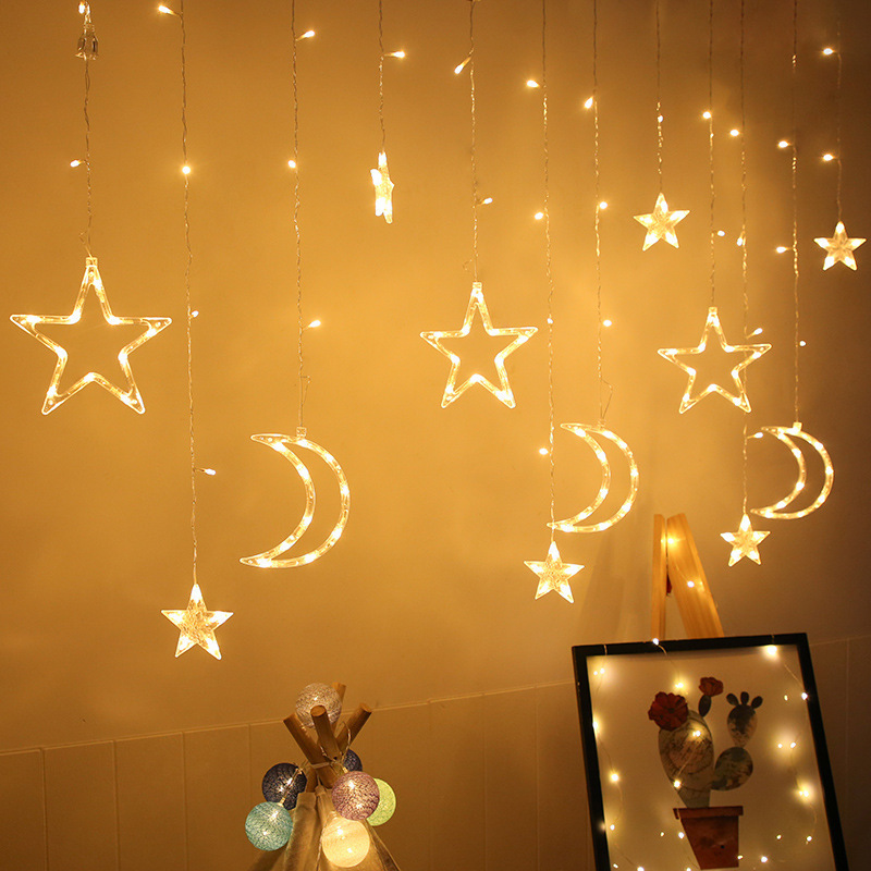 3,5 M Sterne Mond LED Vorhang String Girlande Geburtstage Licht Hochzeit Neujahr Party Fee Licht 220 V EU Stecker hause Garten Dekoration