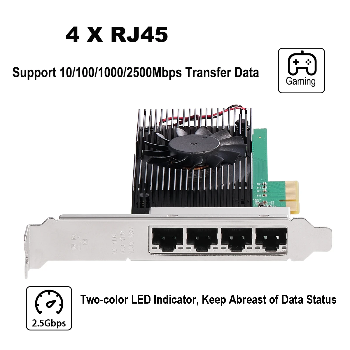 Чипы Intel I225, 4-портовый сетевой адаптер 2,5G RJ45, четырехпортовый PCIe PCI Express, 100/1000 МБ/2500 Мбит/с, сетевая карта Gigabit Ethernet Lan Card