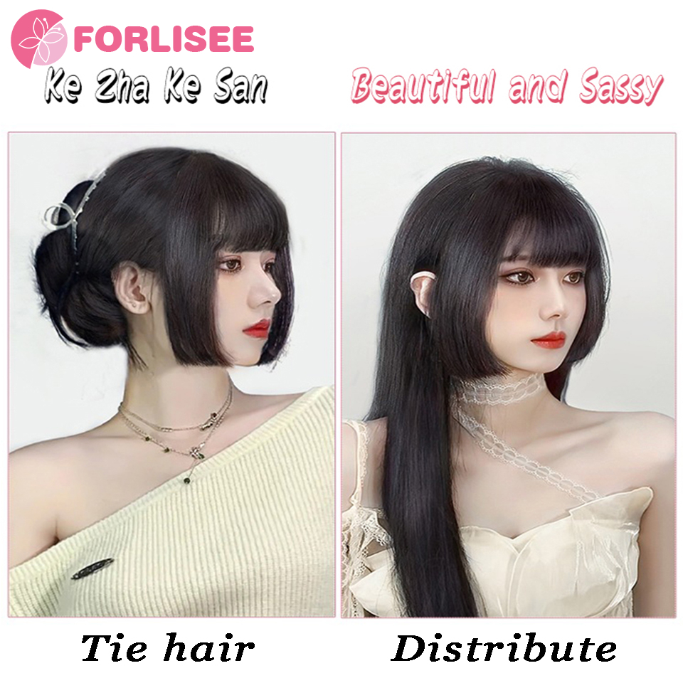 Forlisee-合成プリンセスカットバン、ヘアエクステンションピン、jiヘアスタイル、ストレートバルーン、目に見えない偽の包帯