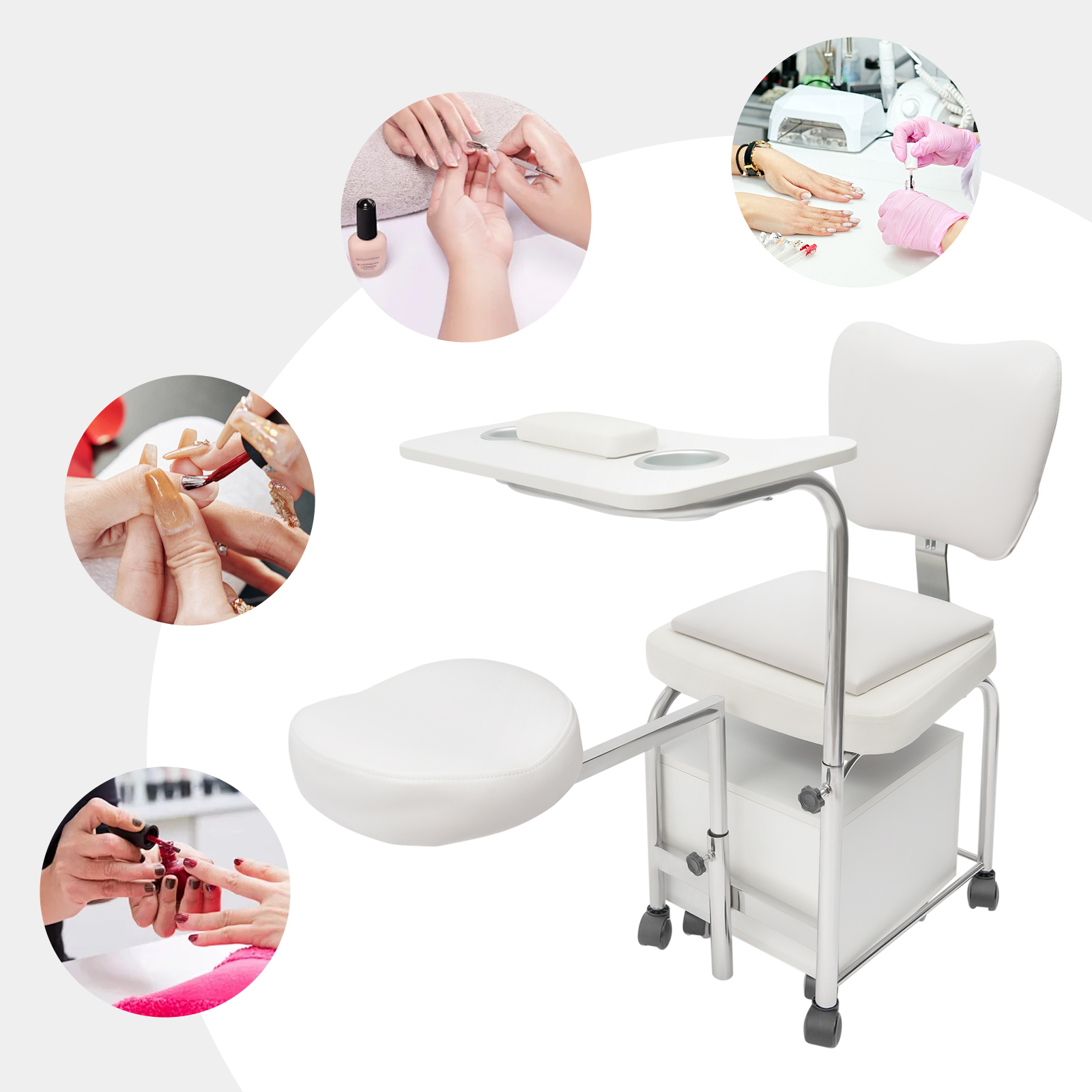 Beauty Spa Massage Maniküre Pediküre Stuhl Nagel Tisch Hocker Professionelle Salon Trolley Einstellbare Nagel Schreibtisch Workstation