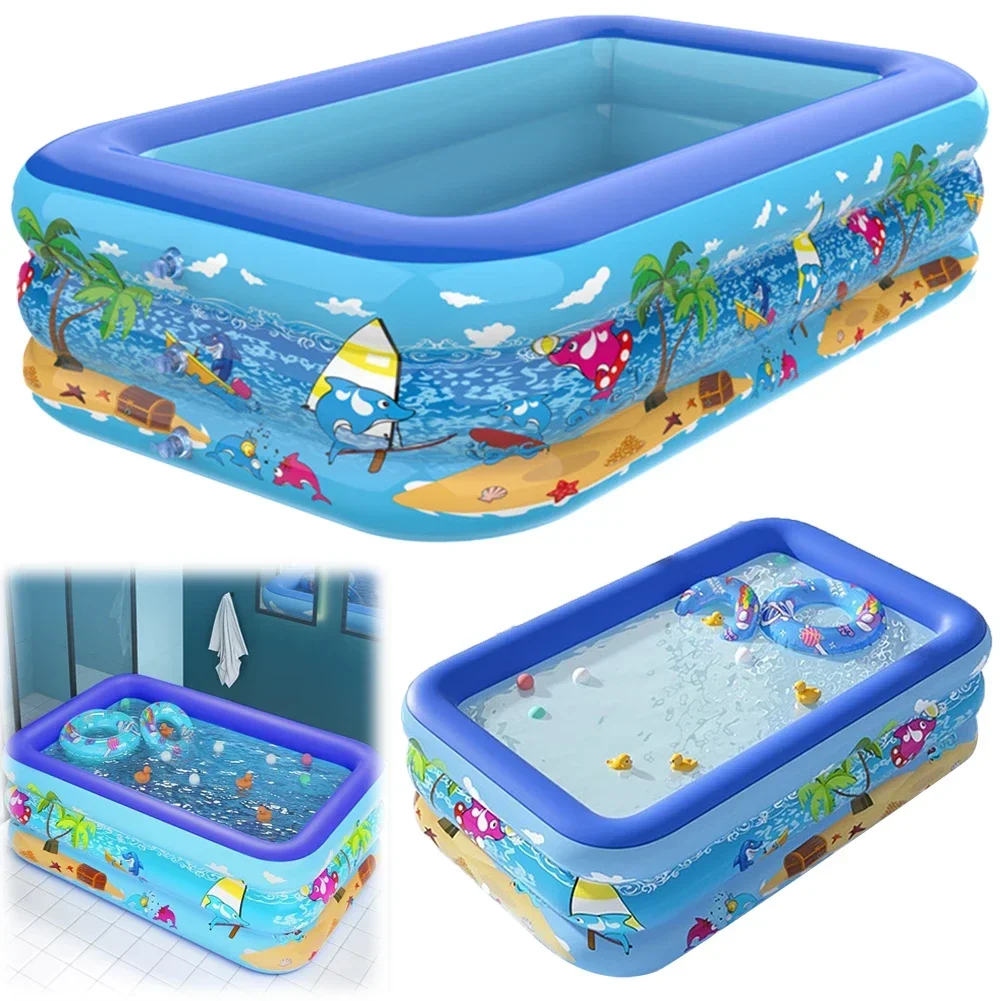 Piscina inflable de 110-180CM para interiores y exteriores, piscina de PVC, piscina gruesa de dibujos animados para niños pequeños