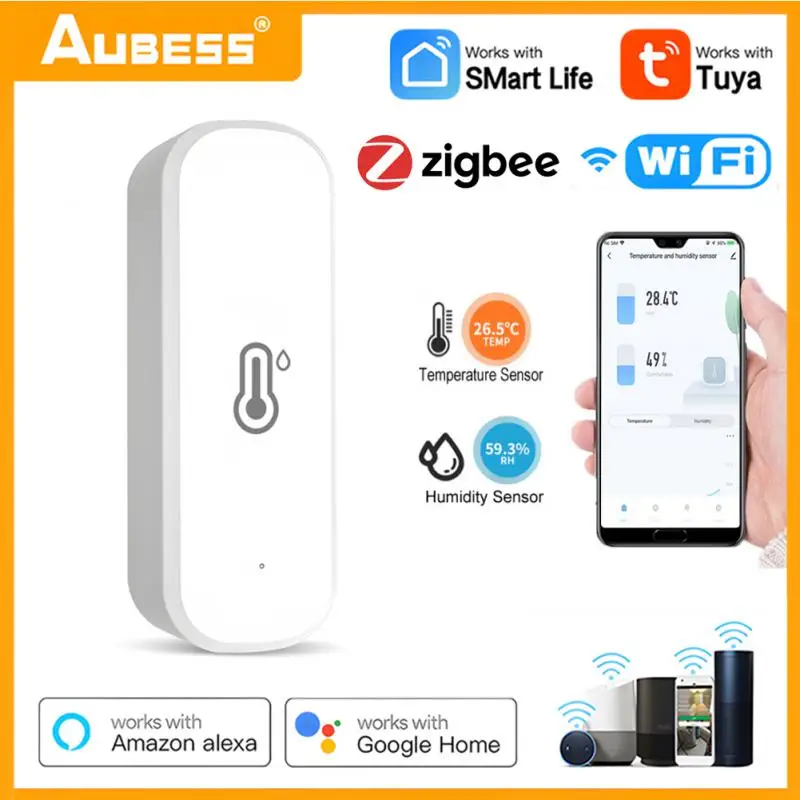 Sensor de temperatura y humedad Tuya ZigBee/WiFi, termómetro inteligente, higrómetro, Detector para el hogar, Smart Life, Alexa, asistente de Google