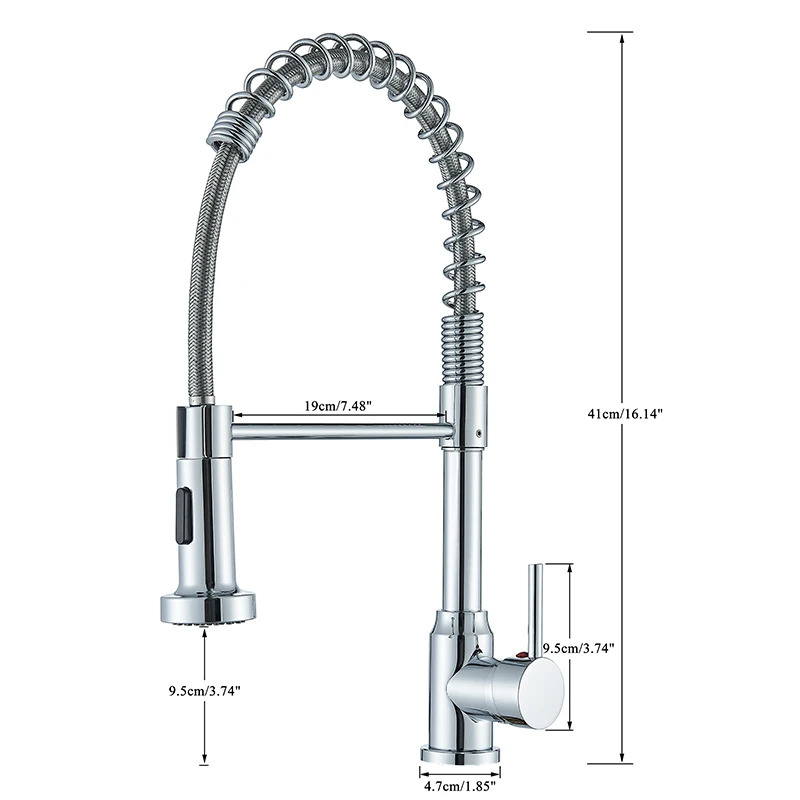 Frühling Pull Down Küchenarmaturen Stream Spray Kopf Heiß Kalt Wasserhahn Edelstahl Rotation Küche Mischbatterie Kran