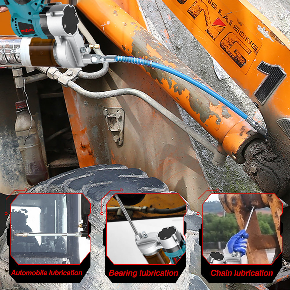 ONEVAN 10000PSL High Pressure Electric Grease Machine Cordless Rechargeable Car Lubricating Oil Tool For Makita Battery Pin