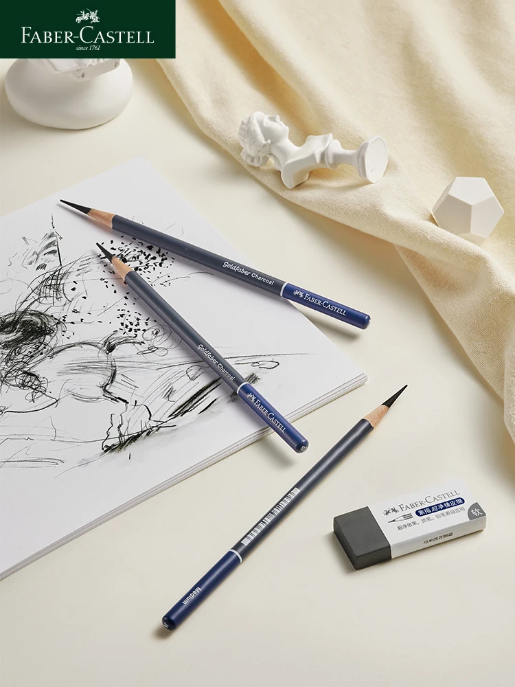 5/6PCS Faber Castell Goldfaber Charcoal Graphite Sketch Set EX-Soft ดินสอขนาดกลางสําหรับวาด Sketching แรเงาศิลปิน
