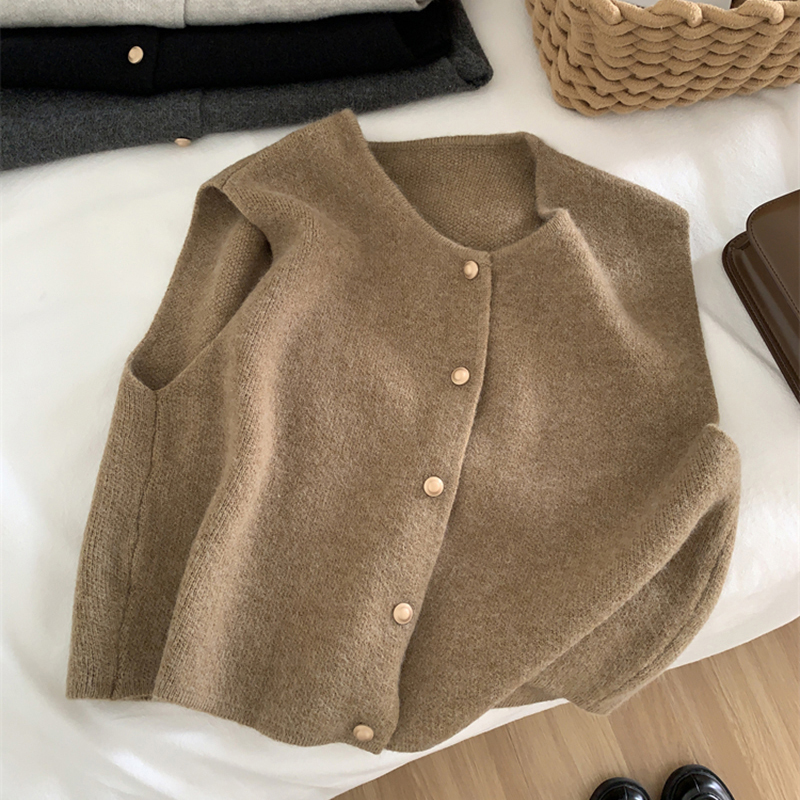 Autunno nuove donne cardigan coreano elegante lavorato a maglia senza maniche maglione casual femminile carri armati moda nuove top casual da donna slim