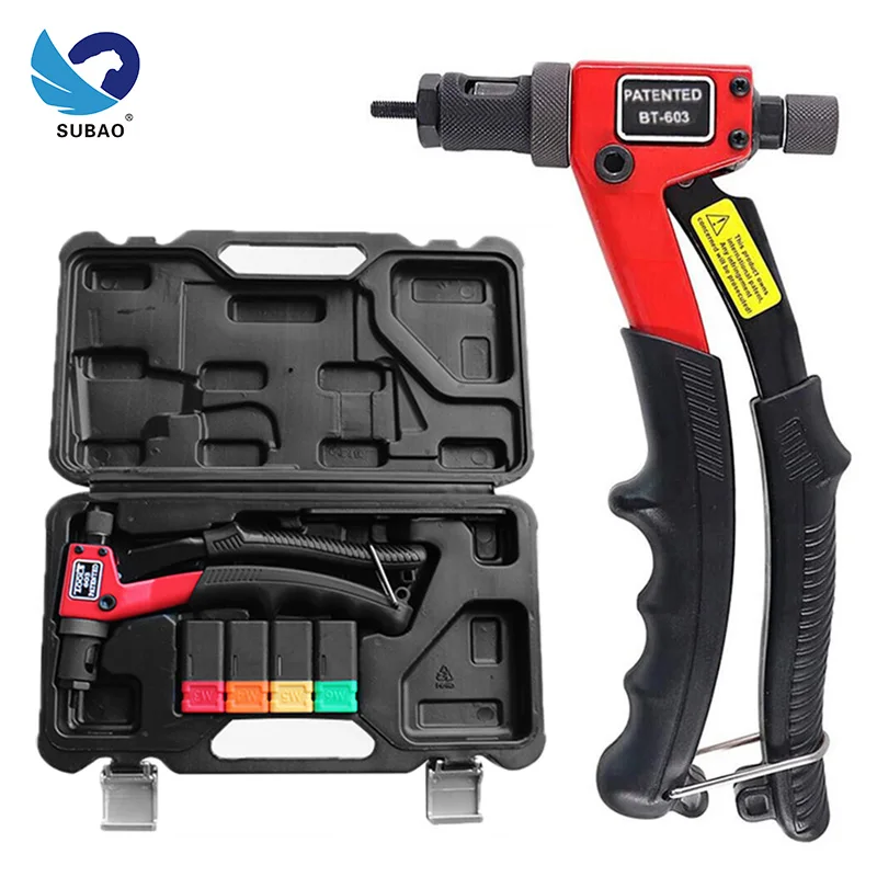 SUBAO คู่มือ Rivet Gun Kit BT-603อ่อนนุช Rivet มือ Mandrels คู่มือ Riveters Nut ปืนสำหรับโลดโผน M3 M4 M5 M6 m8 M10