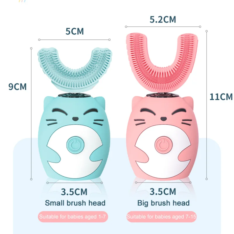 Trẻ Em Hình Chữ U Bàn Chải Đánh Răng Điện Sóng Âm Bàn Chải Đánh Răng 360 Độ Thông Minh Bàn Chải Đánh Răng Làm Trắng Răng Cho Trẻ Em IPX7 Chống Thấm Nước
