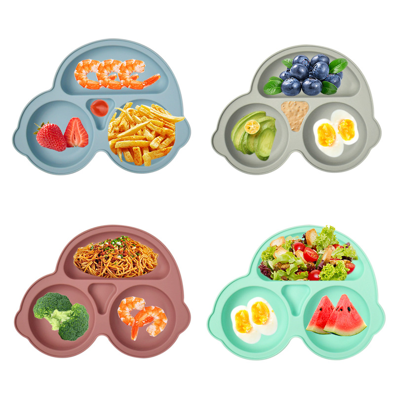 Bebê seguro silicone placa de jantar sucção dos desenhos animados crianças pratos alimentação da criança treinamento utensílios de mesa retro crianças sorriso rosto tigela