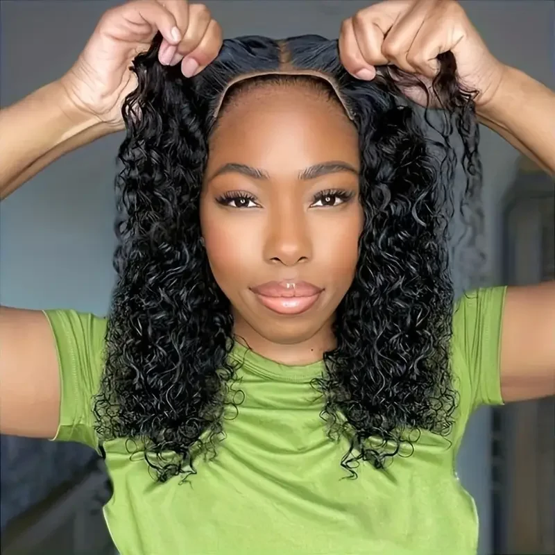 4x4 colocar e ir sem cola bob perucas de cabelo humano encaracolado para as mulheres pré arrancadas pré corte renda pronta para usar kinky encaracolado peruca dianteira do laço