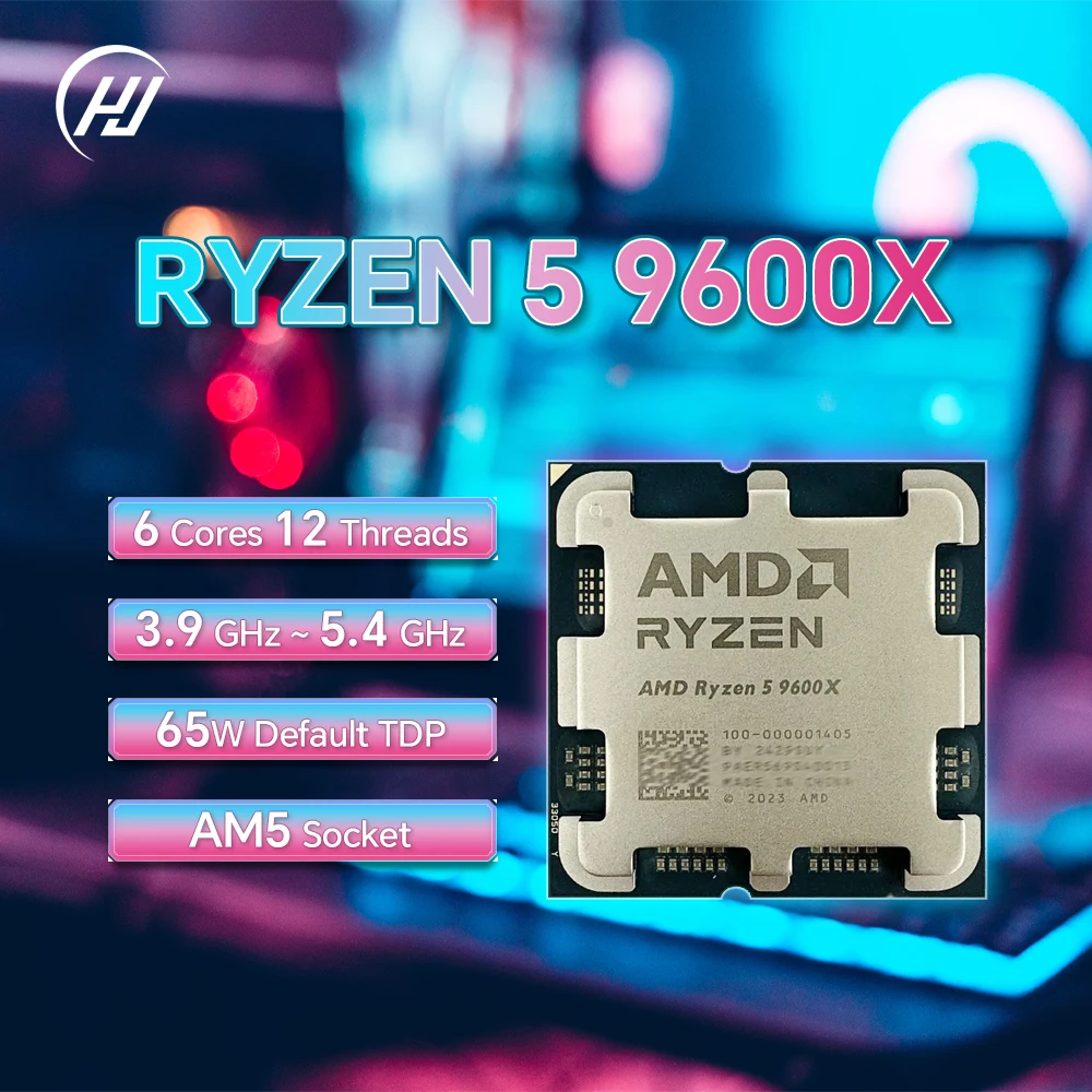 【Brand+】AMD New Ryzen 5 9600X Processor 5.4GHz 6-Core 12-Thread 38MB Game Cache 4NM TDP 65W Socket AM5 Gaming CPU Zen 5