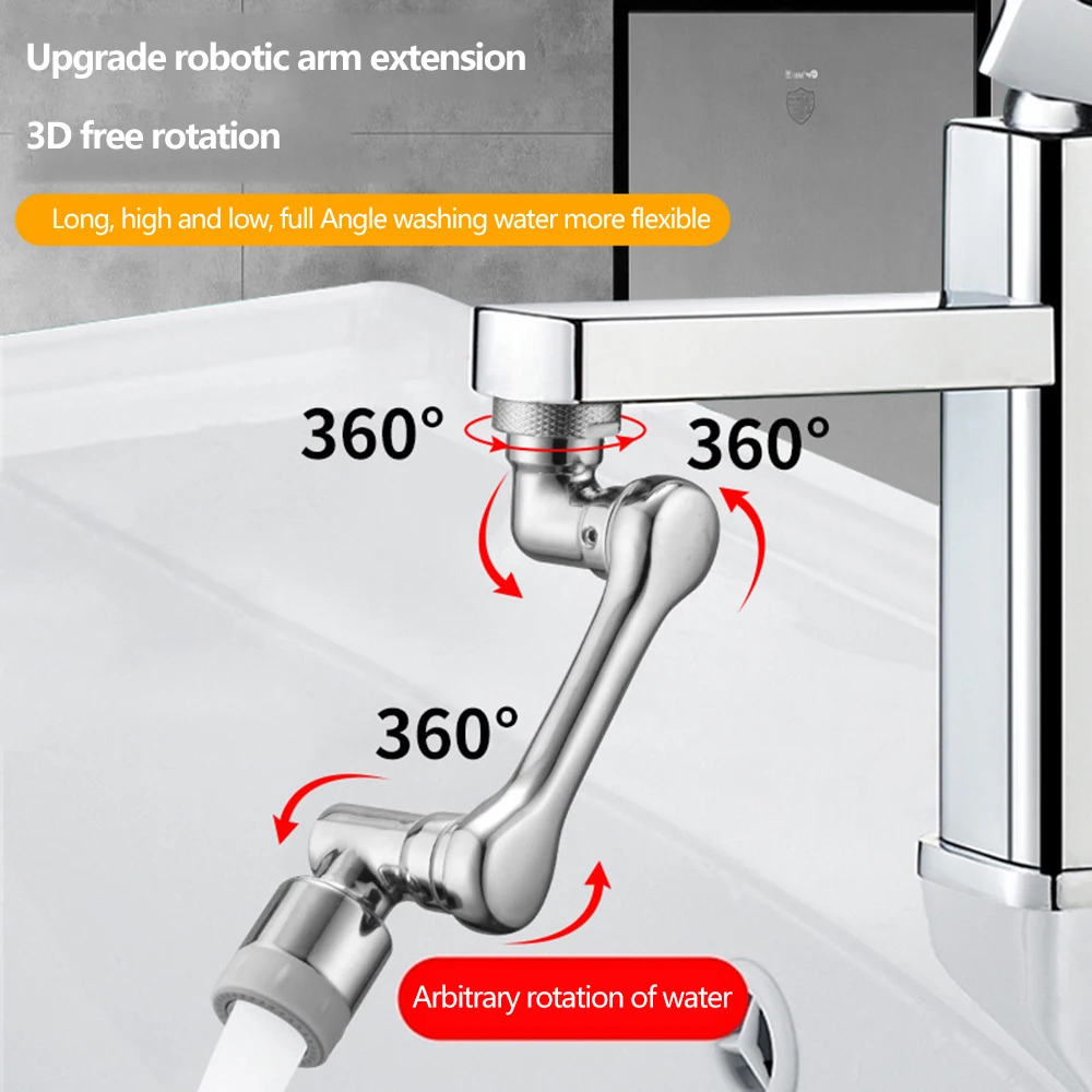 ABS Universal 1080 ° Obrotowe ramię robota Obrotowy przedłużacz kranu Aerator Przedłużacz kranu zlewozmywakowego 2 Tryb przepływu wody