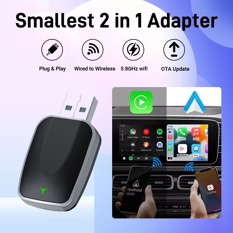 Беспроводной адаптер Carplay Android Auto для Toyota Mazda Nissan Camry Suzuki Subaru Citroen Audi Mercedes Kia Ford Opel Spotify BT