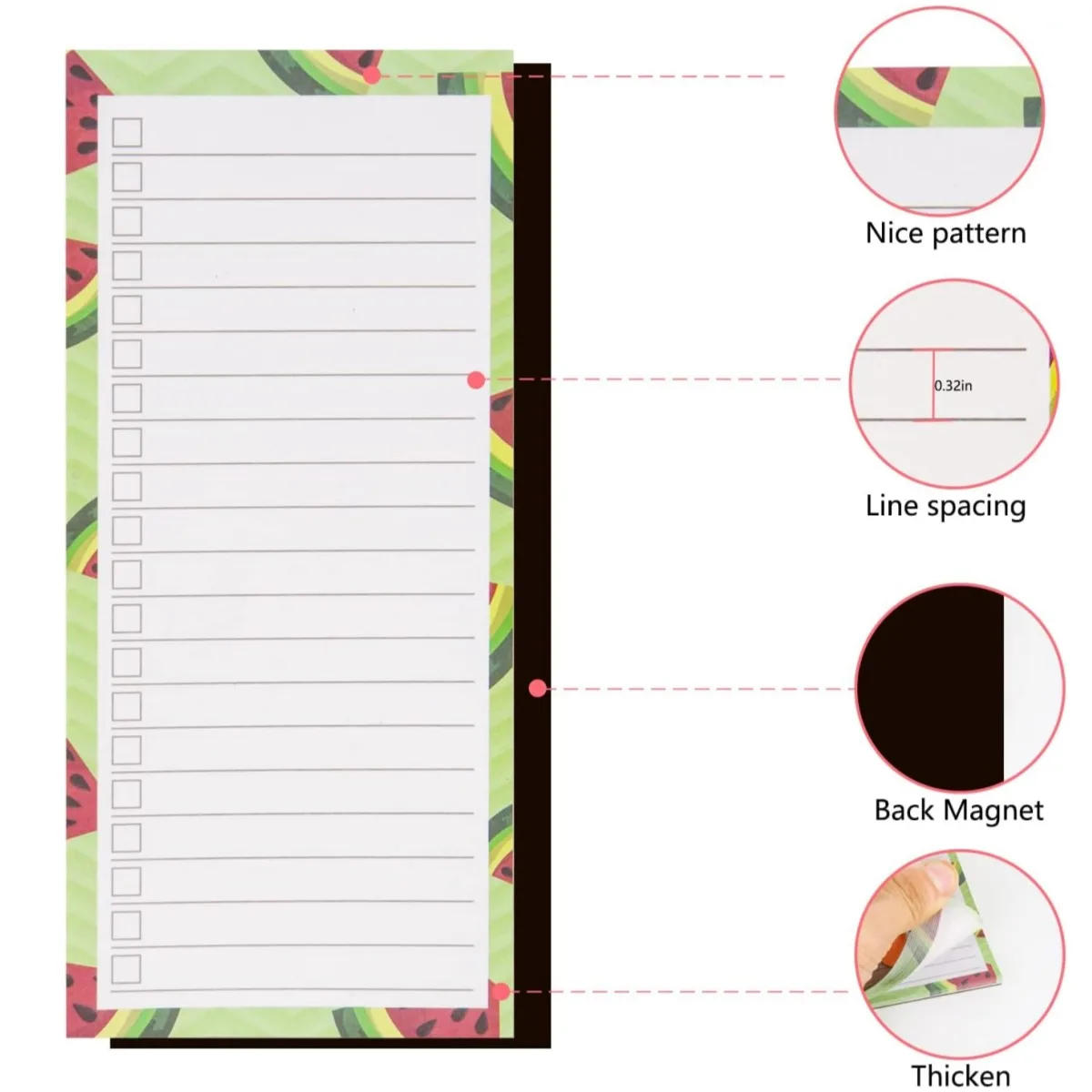 50 Sheets Magnetic Fridge Stick Notepad Grocery Shopping List Notepads Thick Paper Magnet Pad To Do List For Refrigerator