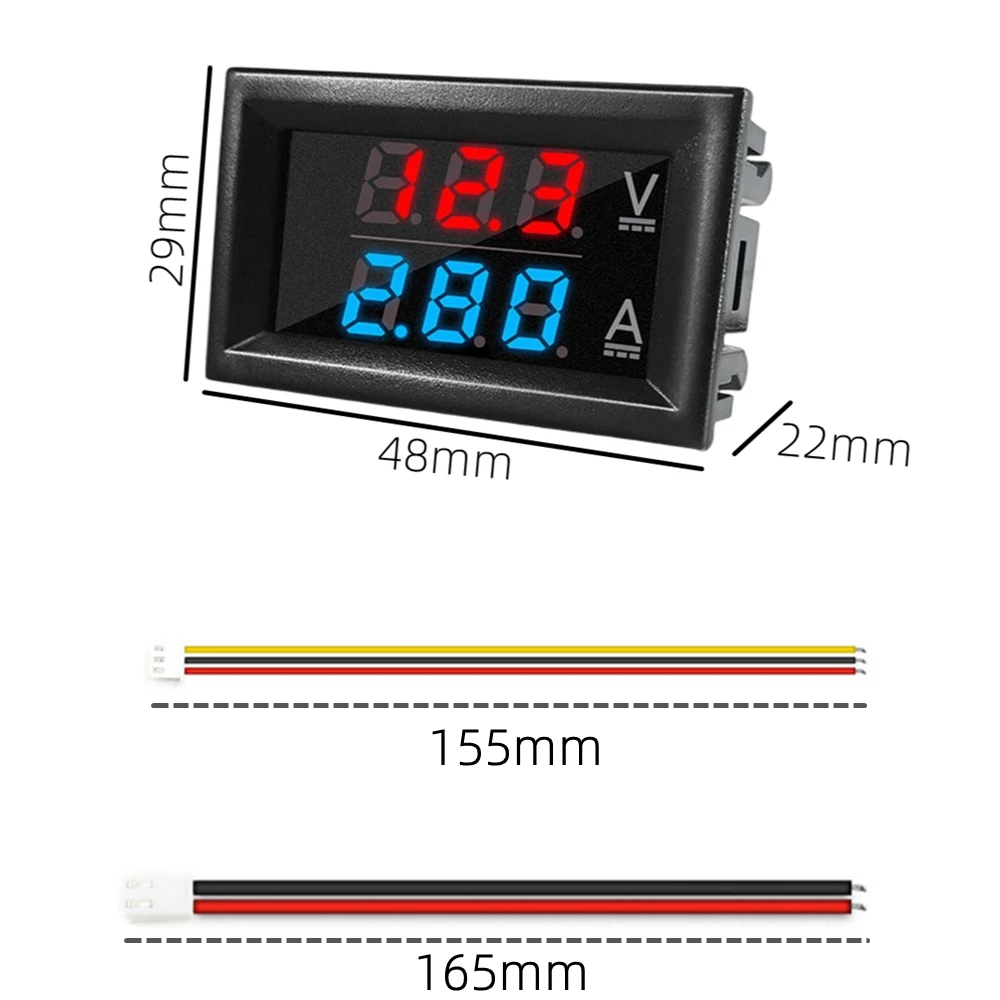 Chất Lượng Cao DC 100V 10A Khuếch Xanh Dương + Đỏ LED Amp Kép Kỹ Thuật Số Đồng Hồ Volt Kế Đo