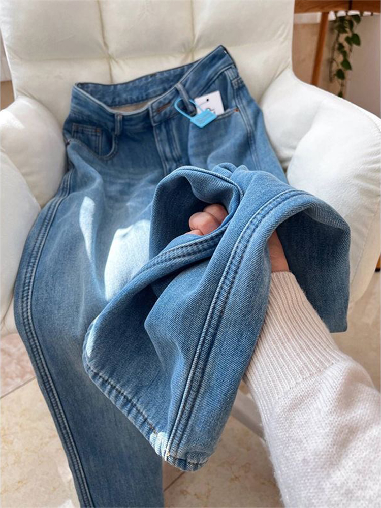 เกาหลีฤดูหนาวสูงเอว Baggy กางเกงยีนส์ขากว้าง Vintege Plush กํามะหยี่เรียงรายคาวบอย Casual Vaqueros แฟชั่นผู้หญิงใหม่ DENIM กางเกง