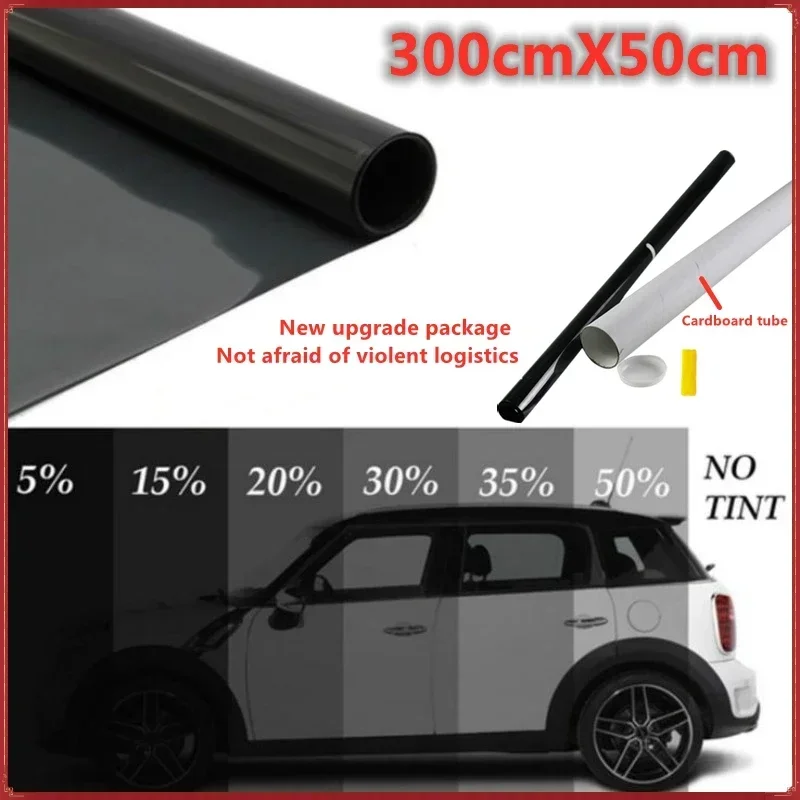 300Cm X 50Cm 5%-50% Zwart Autoruit Folies Film Auto Thuis Raam Glas Zomer Zonne-Uv Beschermer Sticker Films Autos