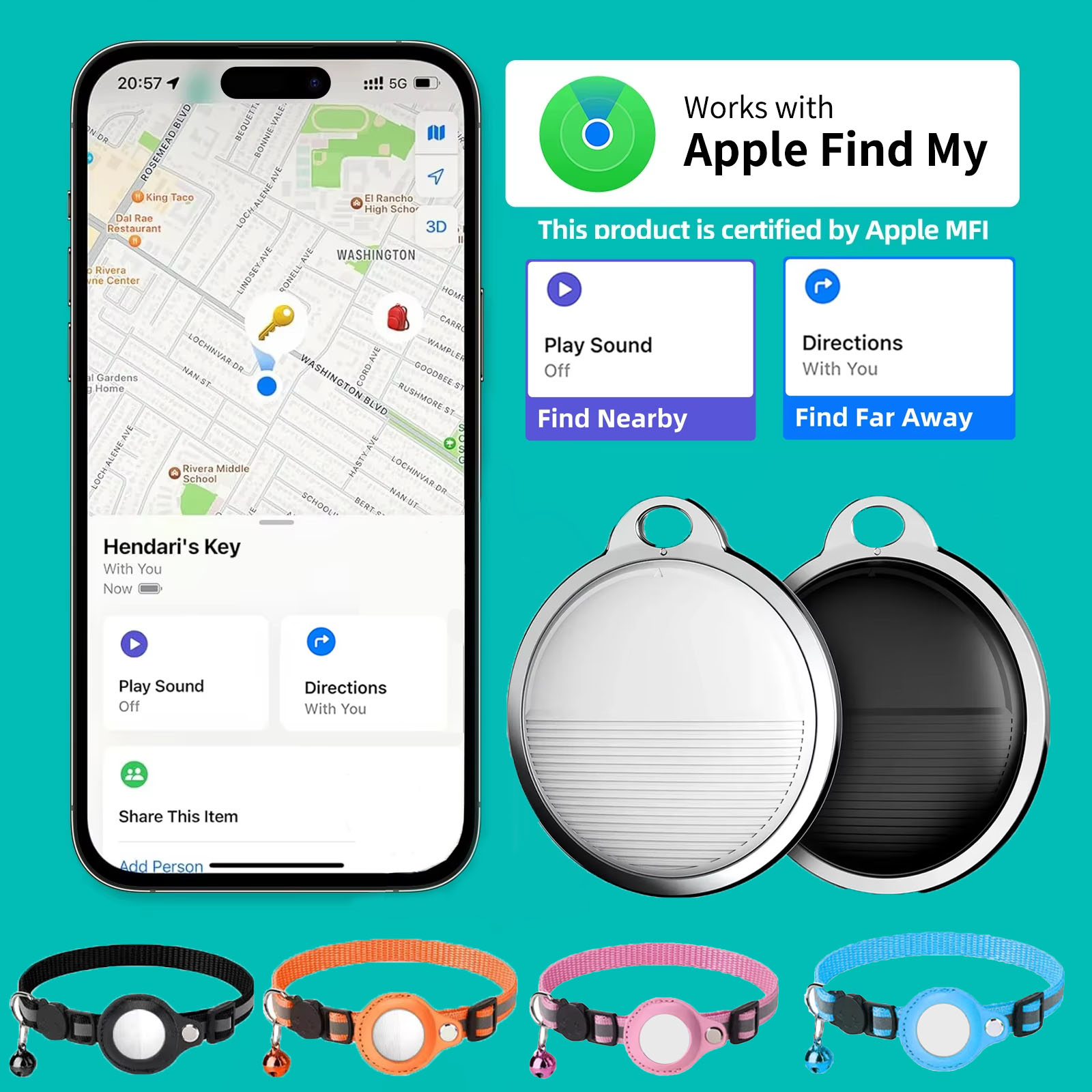 Мини-Gps-трекер для системы Ios Find My App Airtag, умный Bluetooth-локатор, сумка для поиска детей, ошейник для домашних животных с трекером