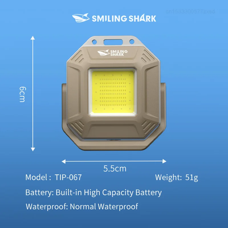 Smiling Shark TIP067 Mini luz de trabalho recarregável, luz de chaveiro COB super brilhante, com ímã, para acampamento ao ar livre, caminhadas