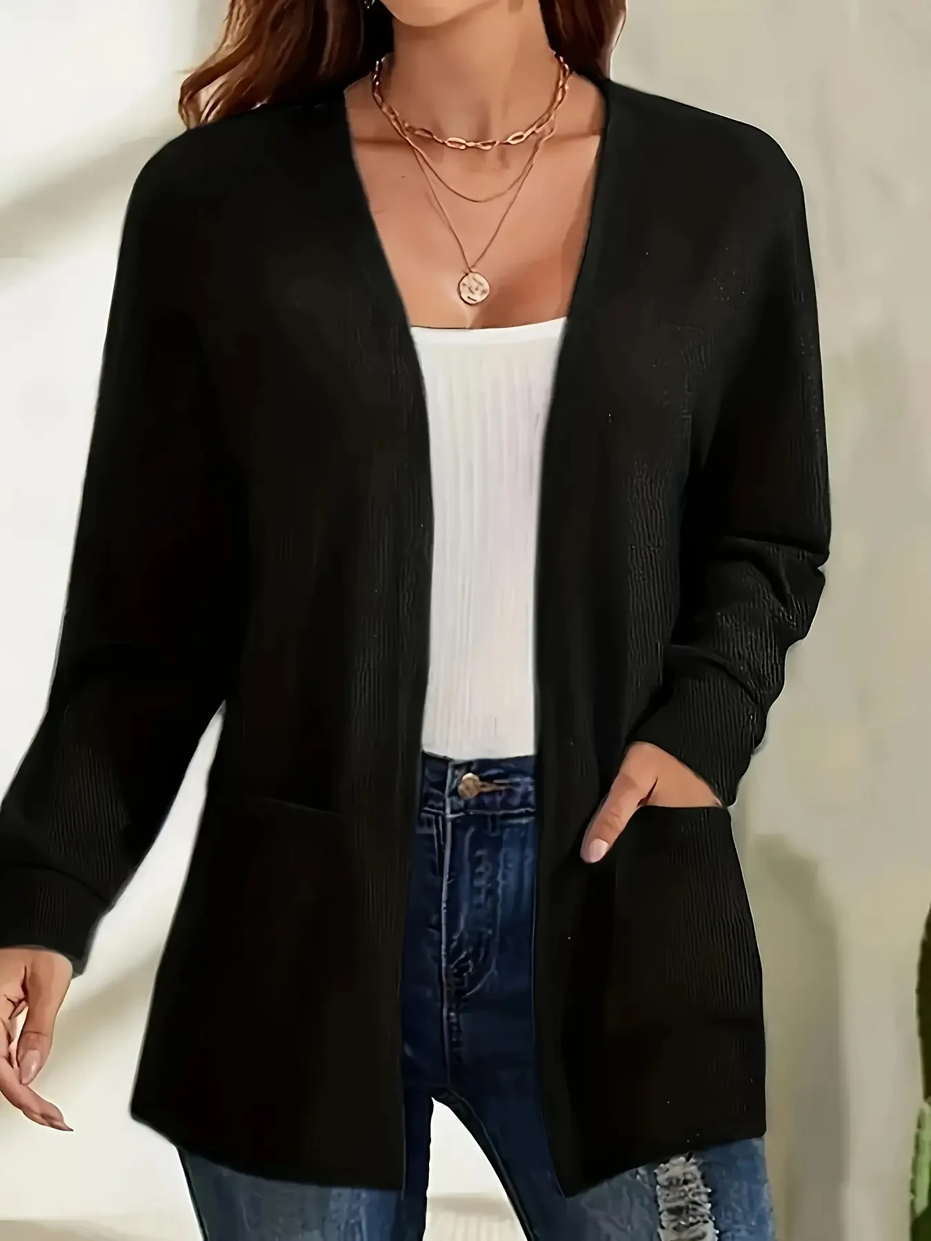 Herfst chic casual effen kleur zak dun plus size damesjasvest